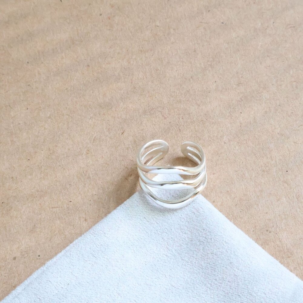 NEW Julie Vos Silver Wave Adjustable Ring